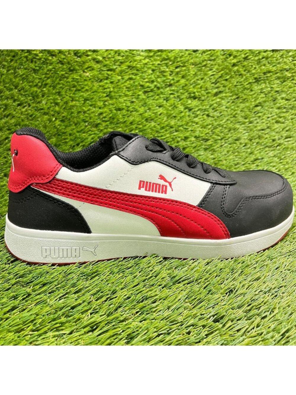 Puma Safety Frontcourt Low Mens Size 8 Black Red Composite Toe Safety Work Shoes